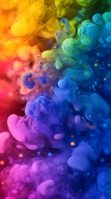 Chromatic ink clouds swirling through vibrant spectrum field.