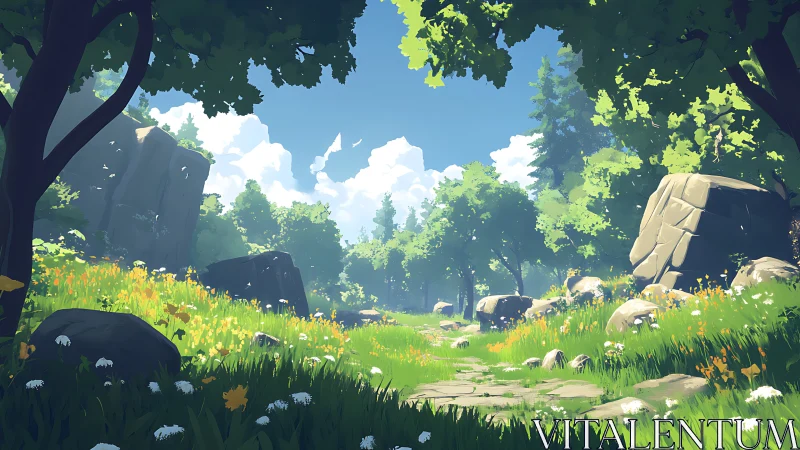 Enchanted Forest Clearing with Wildflowers