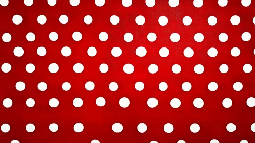White polka dots align over vivid red textured background.