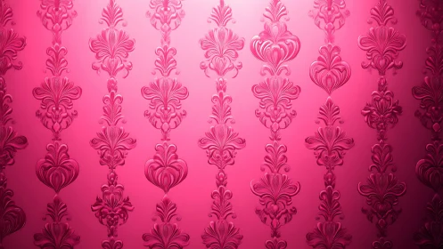 Embossed magenta damask pattern with glossy raised ornamental relief