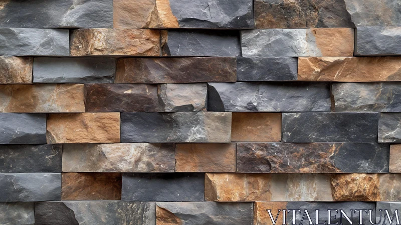 Rustic stacked stone wall with natural textures and earthy tones.