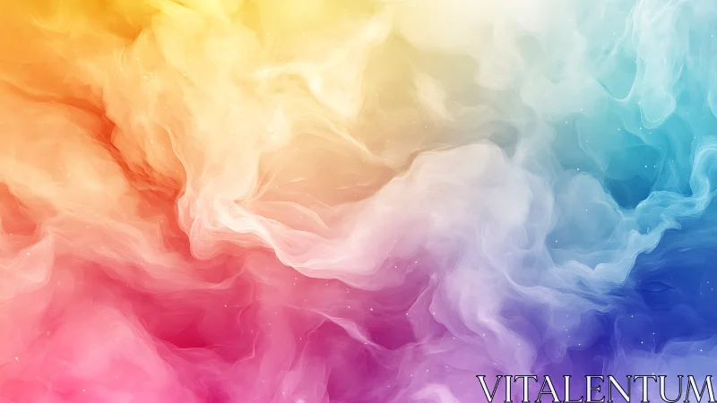 Soft gradient nebula clouds in warm and cool tones.