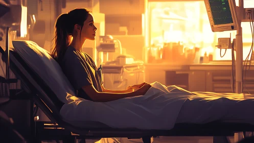 Sunlit pause in a quiet ICU, where hope studies monitors.