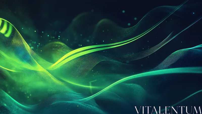 Glowing teal waves drifting through a dreamy digital night.
