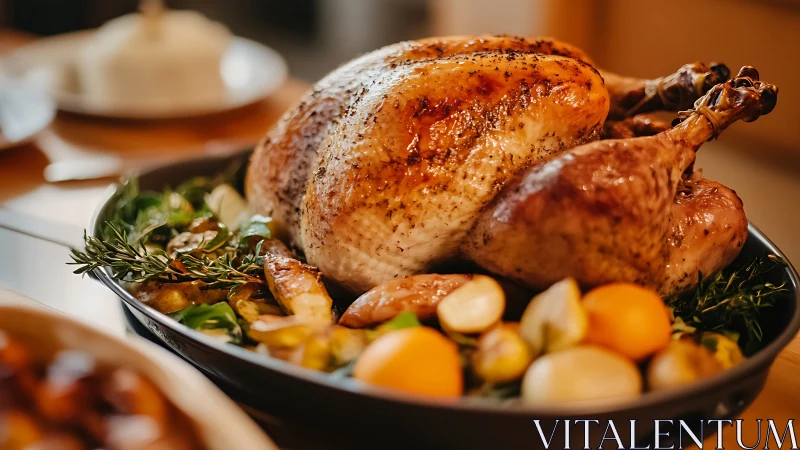 Golden roast turkey reigning over herbs, citrus, and comfort.