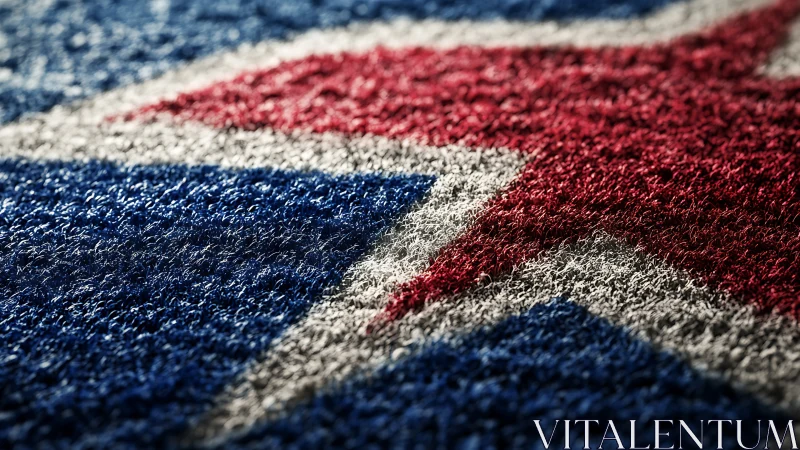 Textured star pattern in bold patriotic carpet closeup view.