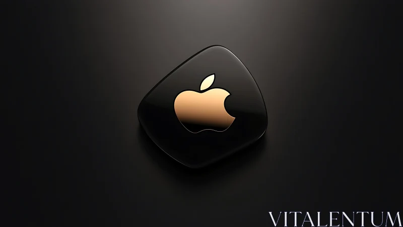 Apple Logo on Black Rounded Surface with Copper Gradient