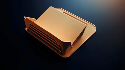 Modern golden file holder on dark background, digital art style.