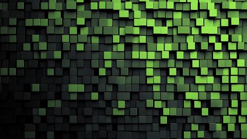 Green and Black 3D Cubes Abstract Digital Art Background.