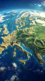 Europe leans into sunlight as a blue planet quietly hums