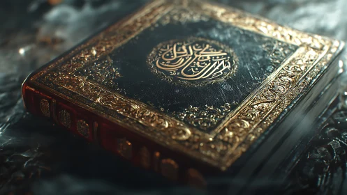 Image shows ornate book cover with embossed metallic detailing