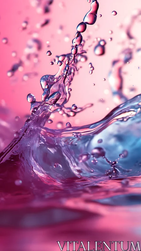 Vivid macro splash with pink and blue liquid motion.