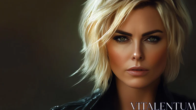 Confident blonde portrait glowing with soft cinematic light.