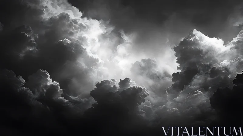 Brooding storm clouds gather softly around a bright calm center