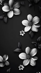 Monochrome Floral Study: White Blooms Against Darkness.