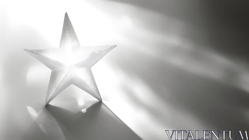 Translucent white star sculpture casts radiant light beams.