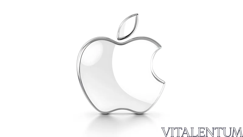 Glass Apple with Chrome Rim and Leaf Detail Rendering.