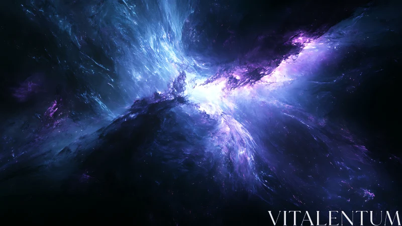 Cosmic nebula cloud rendered in luminous violet light