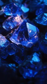 Luminous blue crystals under dramatic macro lighting.