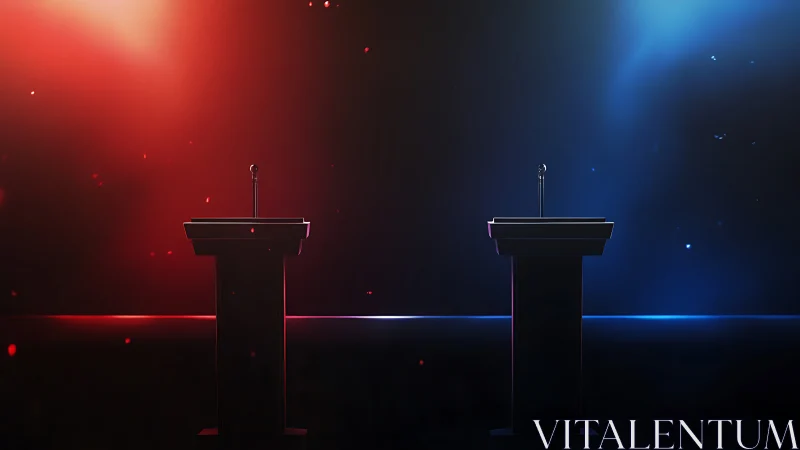 Dual Podiums in Contrasting Light: Red-Blue Symmetry.