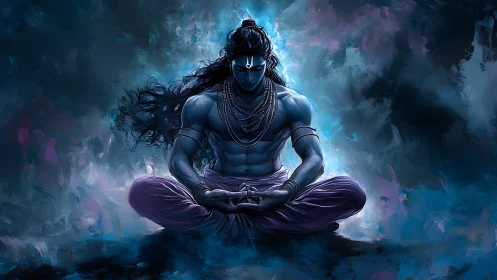 Midnight yogi carves stillness from swirling cosmic storm