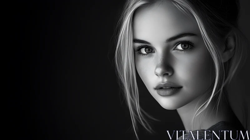 Monochrome female portrait renders hyperreal tonal precision