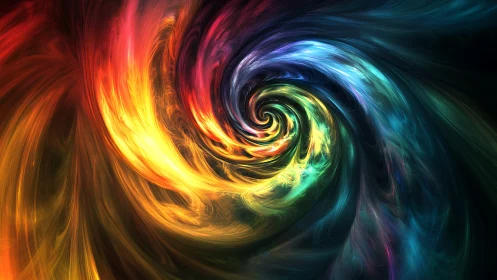 Radiant multicolor energy vortex swirls through dark space