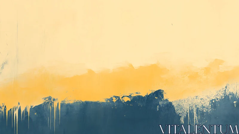 Abstract horizon field rendered with gestural color blocking