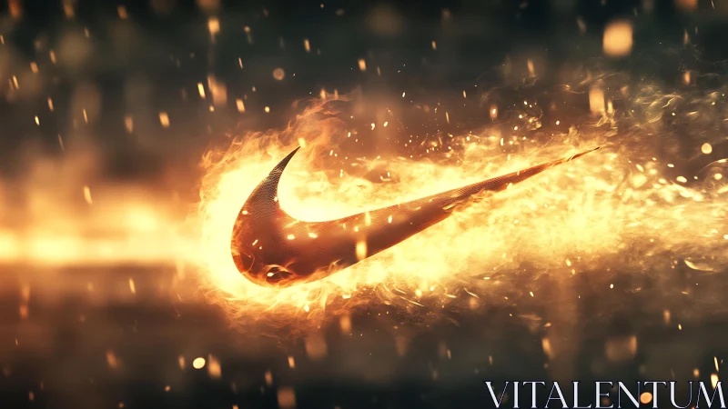 Swoosh Engulfed in Flames: Nike Logo Inferno.