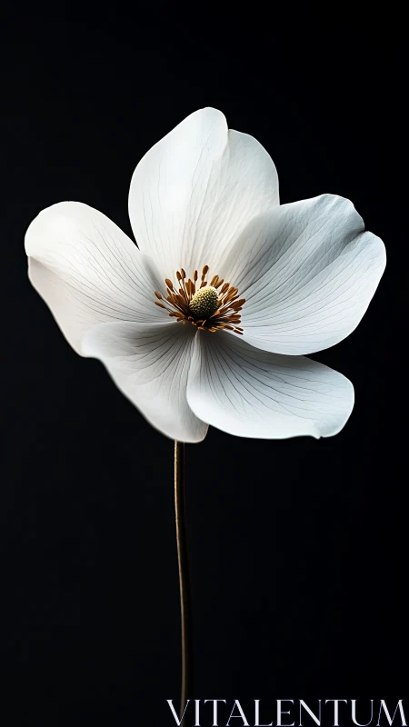 Delicate White Bloom Against Darkness.