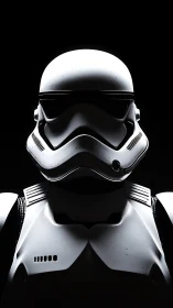 High-contrast frontal portrait of futuristic armored trooper