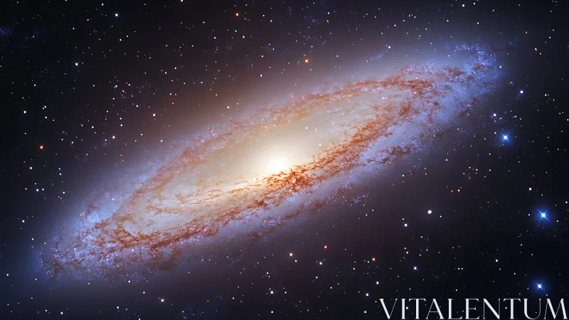 Swirling spiral galaxy glows softly in a peaceful night sky