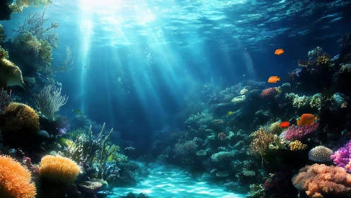 Sunlit coral kingdom where sapphire waves cradle color.