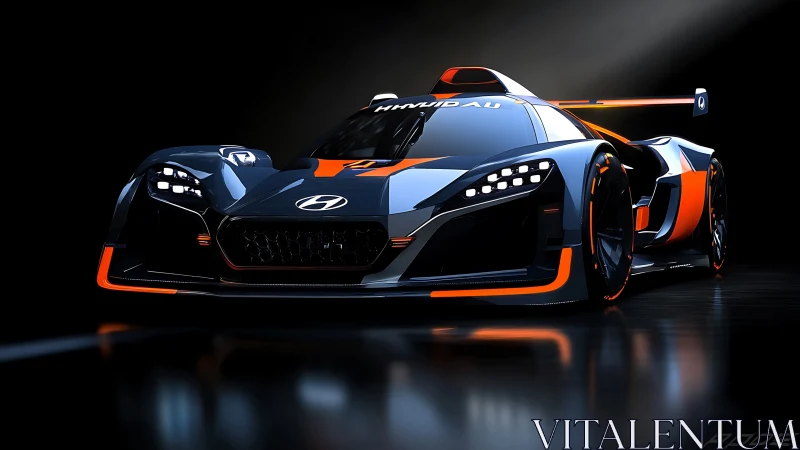 Midnight hypercar prowls the spotlight in electric orange armor