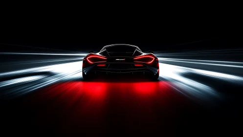 Cinematic rear supercar profile with neon motion trails.