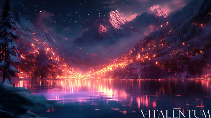 Alpine Sanctuary Rendered Through Neon Illumination.