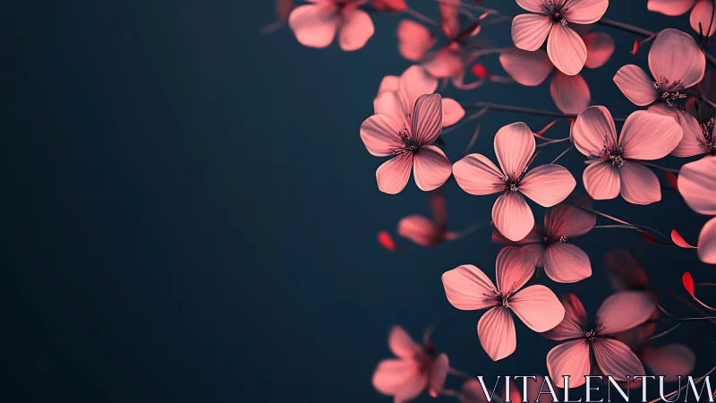 Delicate Pink Blooms Against Moody Blue Skies.