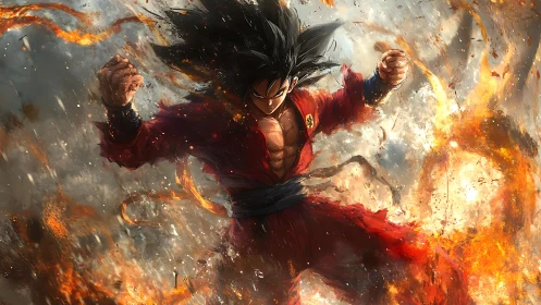 Flameborn martial comet charging through a storm of sparks.