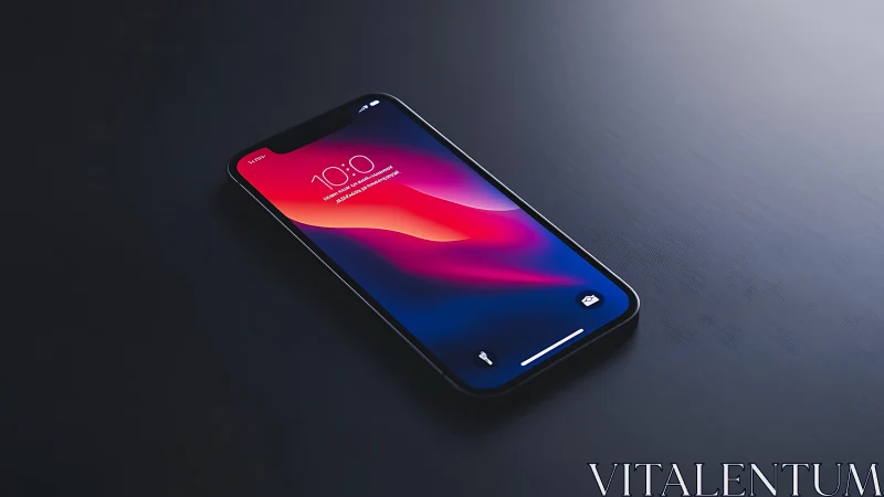 Modern Smartphone With Vibrant Digital Sunset Display.