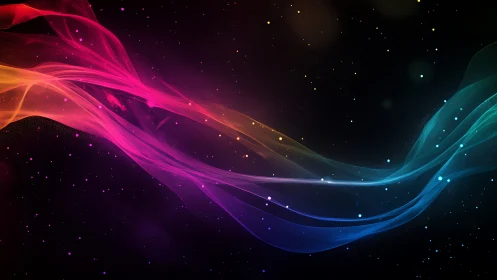 Multicolor spectral light trails on deep-space particle field