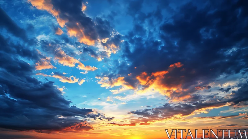 Sunset clouds glow warmly as day gently fades away