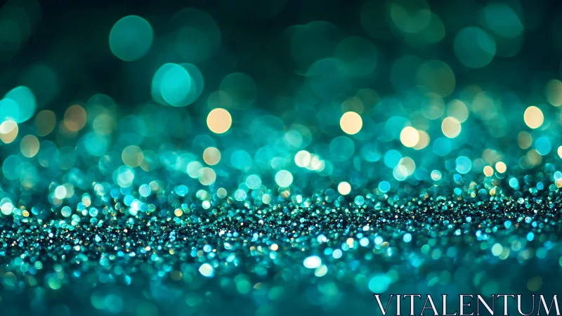 Vibrant teal glitter abstract background with sparkling bokeh effect.