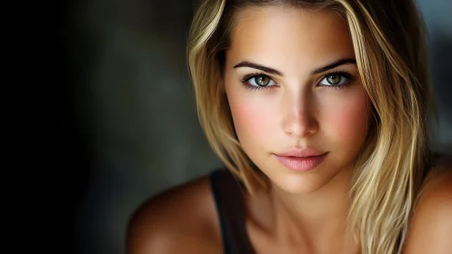 Portrait renders a blonde woman in frontal close-up view