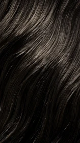 Close-up texture of smooth dark brown glossy hair strands.