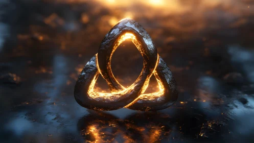 Glowing Celtic Knot in Mystical Landscape, Digital Art Style.