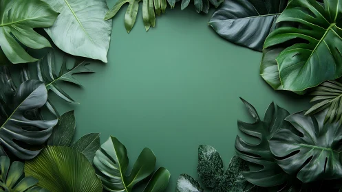 Lush tropical leaves framing a calm green escape.