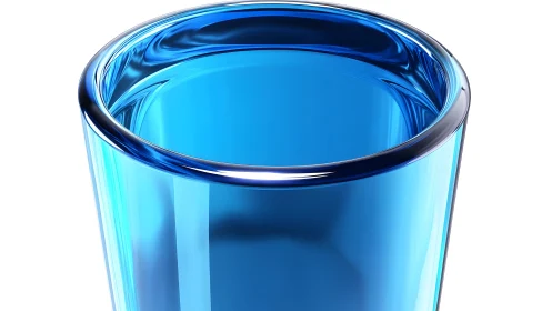 Close-up of blue glass tumbler in modern, minimalist style.