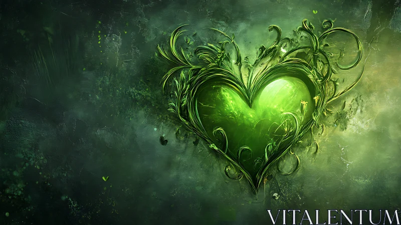 Luminous Heart Blooms with Ornate Verdant Elegance.