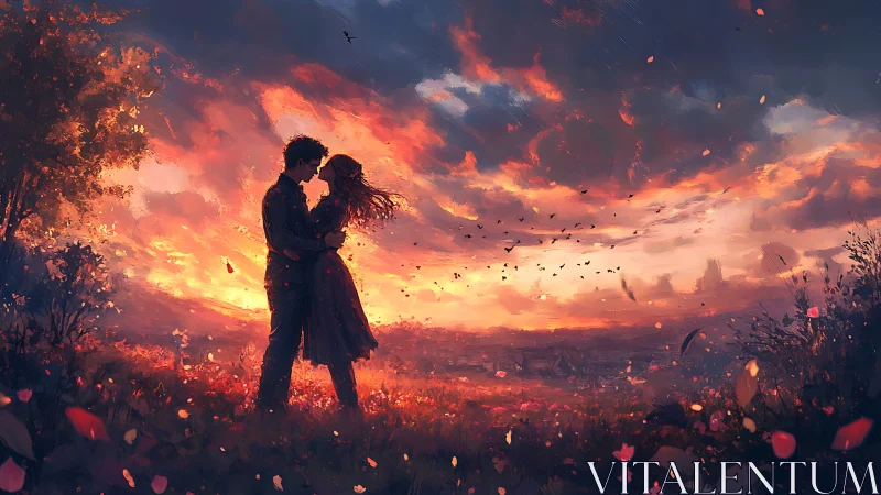 Love Ablaze Under Fiery Skies. Passion ignited.