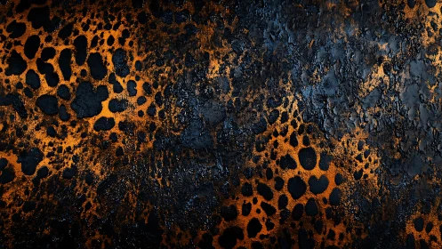 Leopard-pattern molten texture over charred black ground.